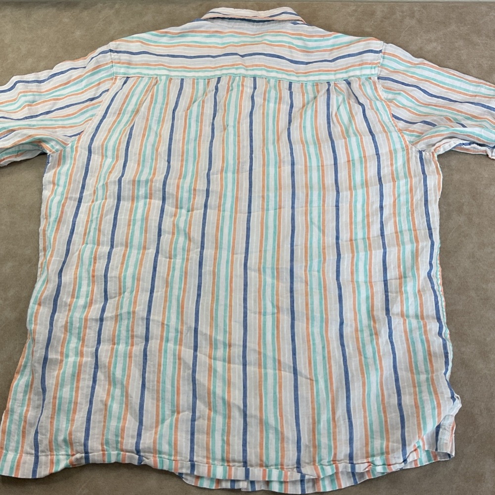 Weekender Luau Edition Shirt Men L Linen Striped Button Up Resort Short Sleeve - Picture 4 of 8